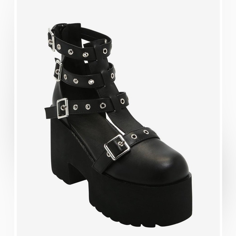 Black Multi Buckle Platform Heels- Hot Topic